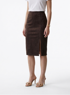 NAOP01411...brown skirt, slit on sidd