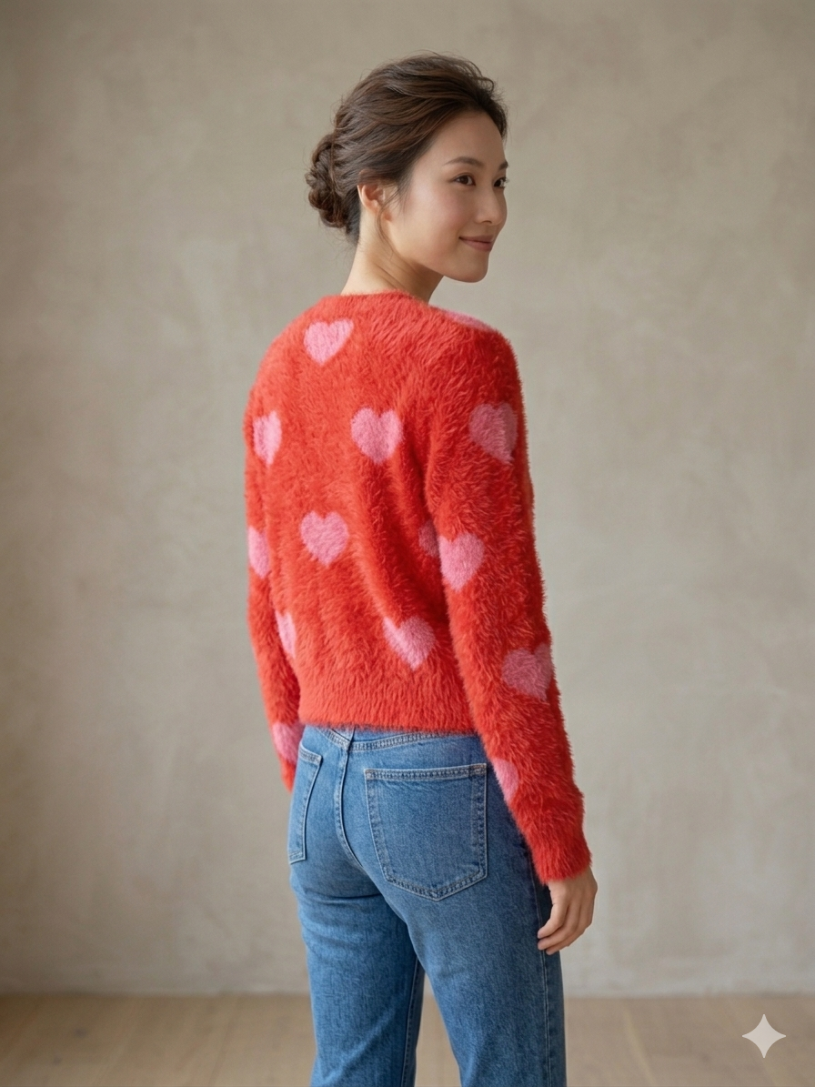 ***Style #02212 Pink Heart Red Seaater eyelash style??
