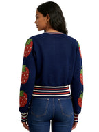 GWENDOLYN ROUND NECK CARDI WITH CHERRY JACQUARD