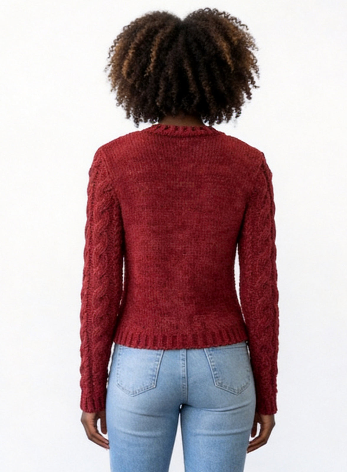 Lena Chenille Cable Cardigan Sweater with Resin Flower Snaps