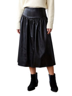 NORA CORSET TOP FULL SWING SKIRT IN FAUX LEATHER