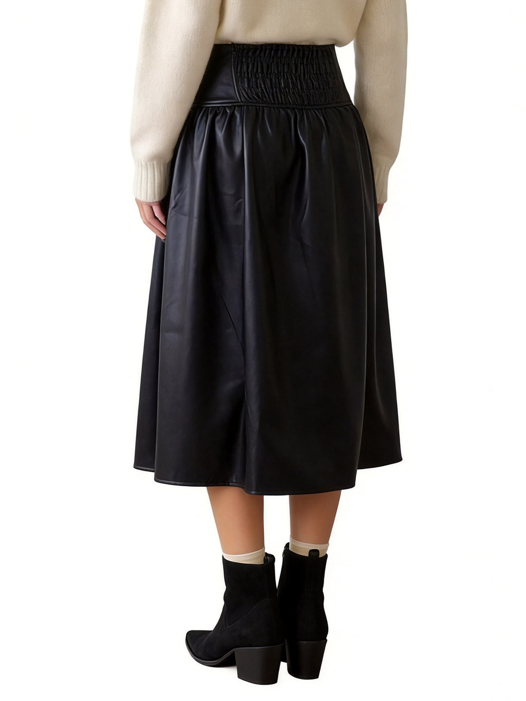 NORA CORSET TOP FULL SWING SKIRT IN FAUX LEATHER