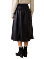 NORA CORSET TOP FULL SWING SKIRT IN FAUX LEATHER