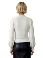 LYRA LARGE SATIN BOW NECK CARDI WITH FANCY BUTTONS