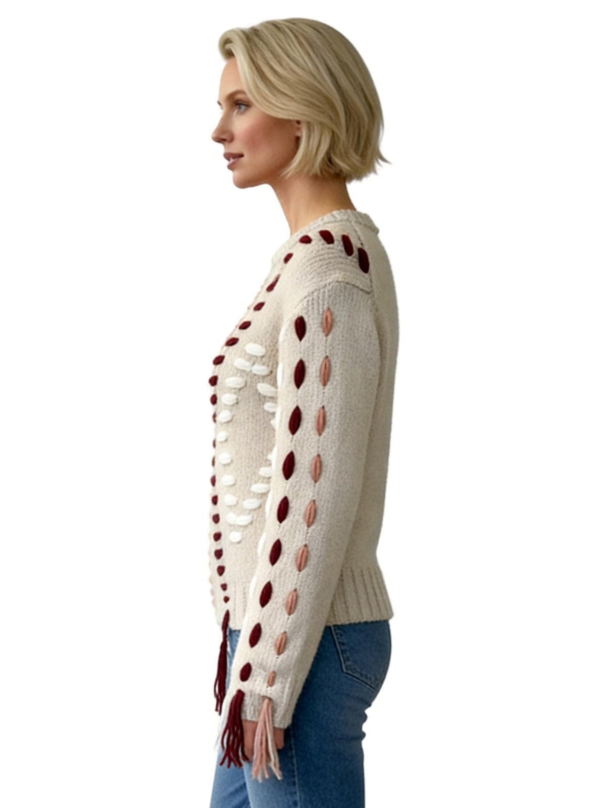 ALICIA CREWNECK SWEATER WITH YARN DIAMONDS