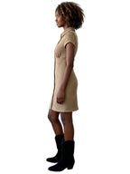 RACHEL BUTTON-FRONT SHIRT DRESS IN FAUX SUEDE