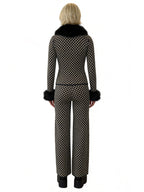 GISELLE JACQUARD CARDIGAN WITH FUR COLLAR AND CUFFS AND MATCHING PANT SET