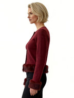 PALOMA CARDIGAN WITH FUR HEM AND CUFFS