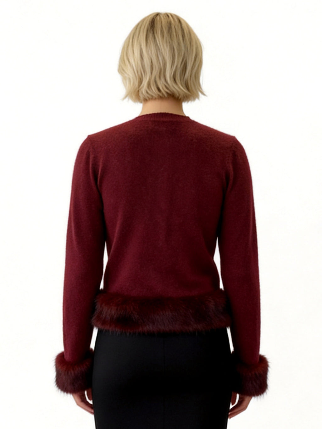 PALOMA CARDIGAN WITH FUR HEM AND CUFFS