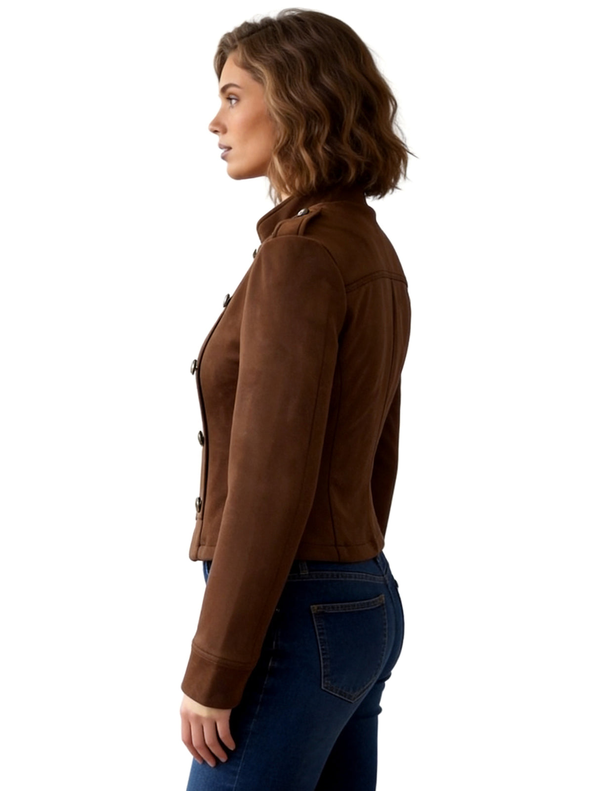 COLETTE FAUX SUEDE MILITARY STYLE JACKET