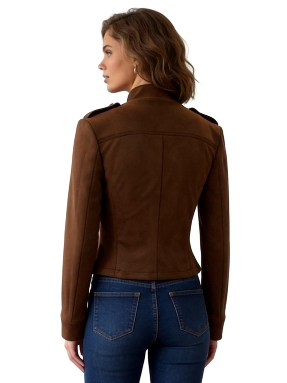 COLETTE FAUX SUEDE MILITARY STYLE JACKET