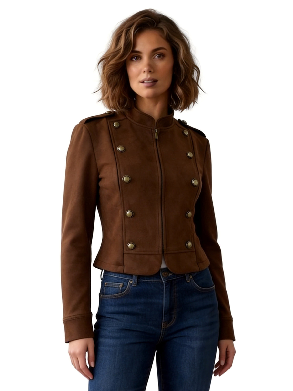 COLETTE FAUX SUEDE MILITARY STYLE JACKET