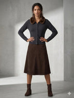 Renata Fur Collar Cardigan with Covered Buttons