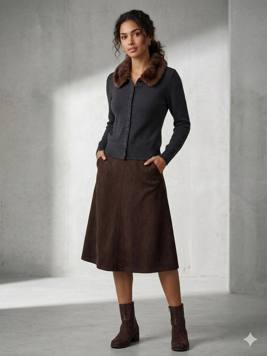 Reatta Faux Suede A-Line Skirt