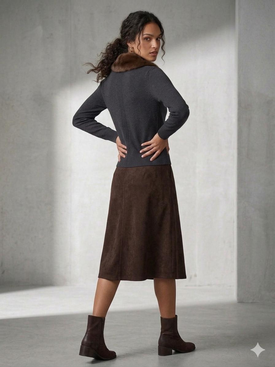 Reatta Faux Suede A-Line Skirt