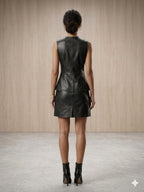 The Halle Faux Leather Button-Front Skirt