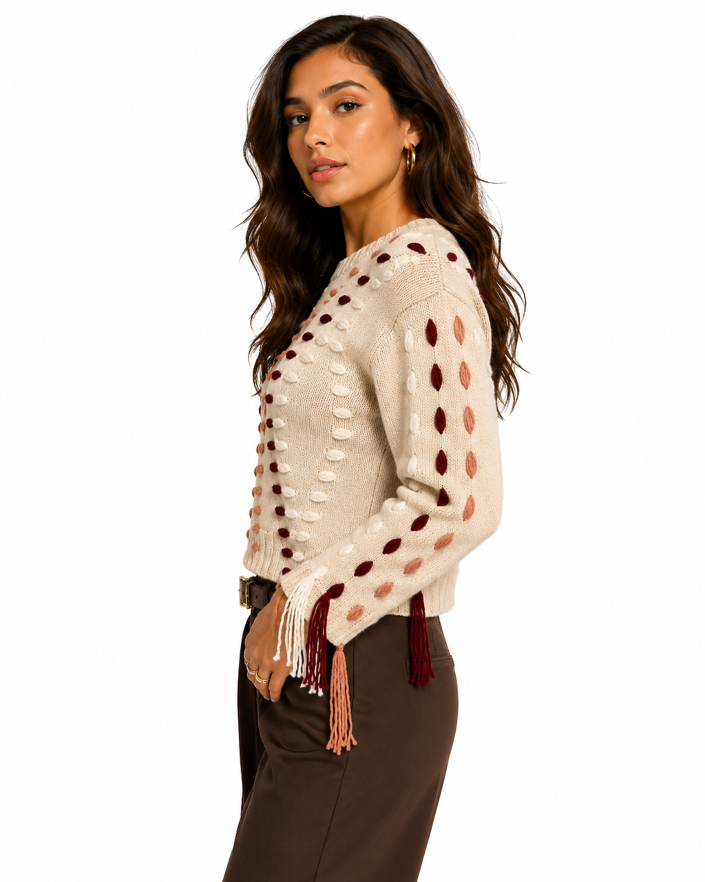 ALICIA CREWNECK SWEATER WITH YARN DIAMONDS