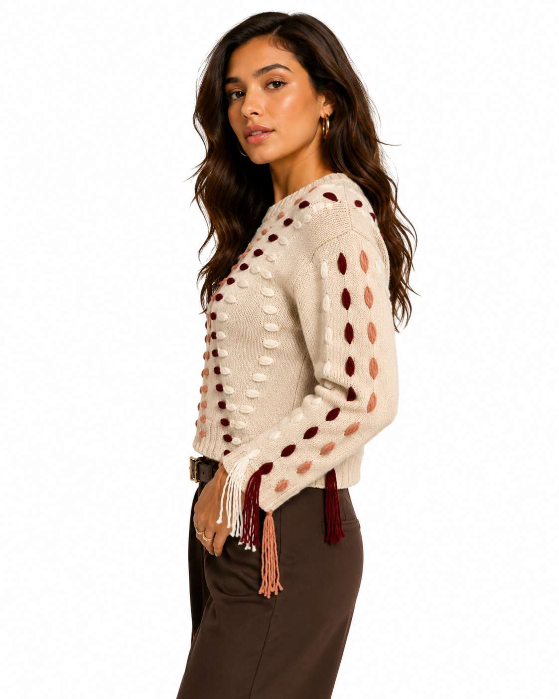 ALICIA CREWNECK SWEATER WITH YARN DIAMONDS