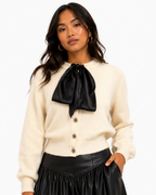 Lyra Cardigan with Satin Ribbon Bow at Neck