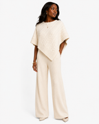 Freya CABLE PONCHO TOP WITH RIB SWEATER PANT SET
