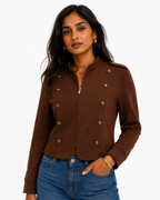 COLETTE FAUX SUEDE MILITARY STYLE JACKET
