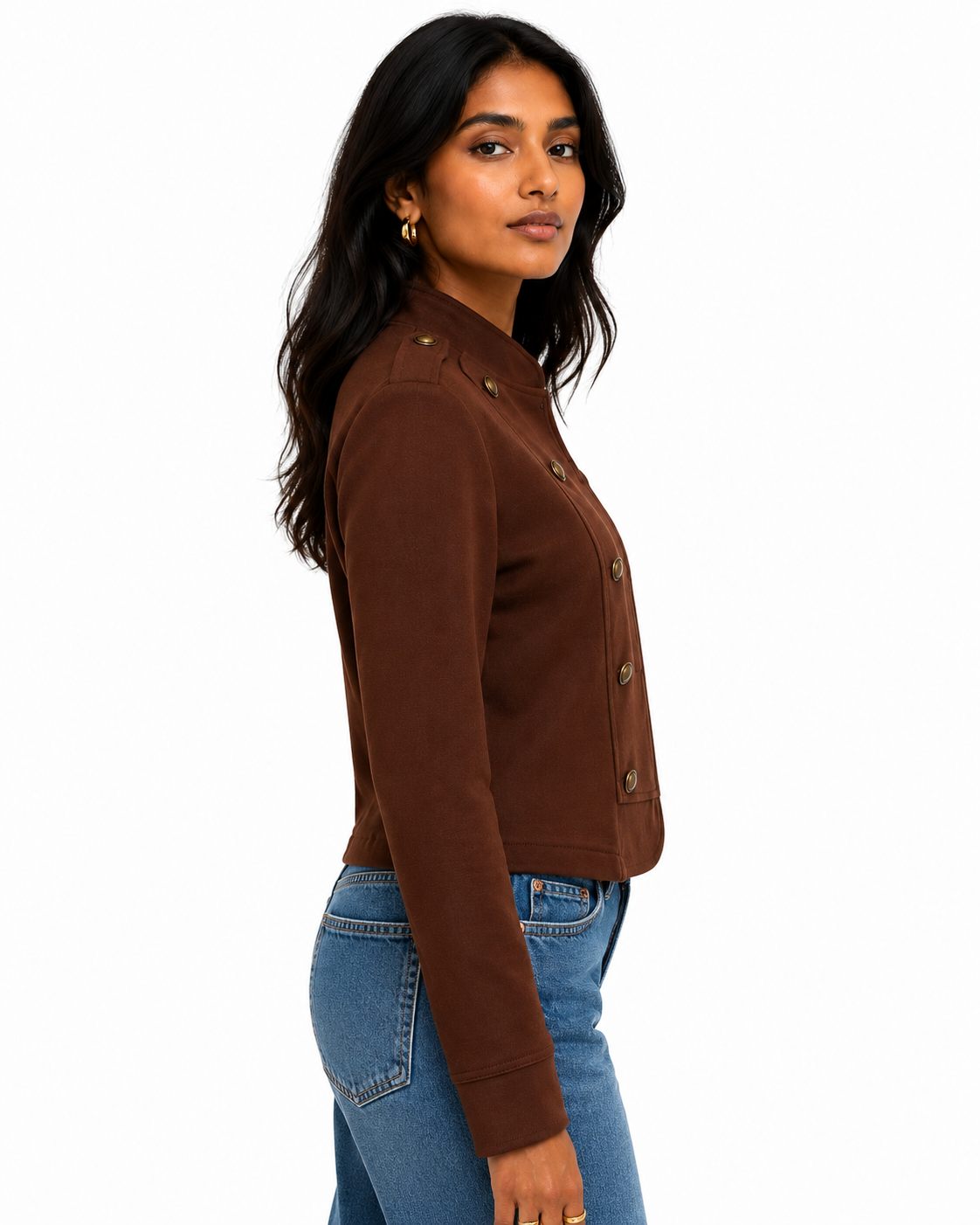 COLETTE FAUX SUEDE MILITARY STYLE JACKET