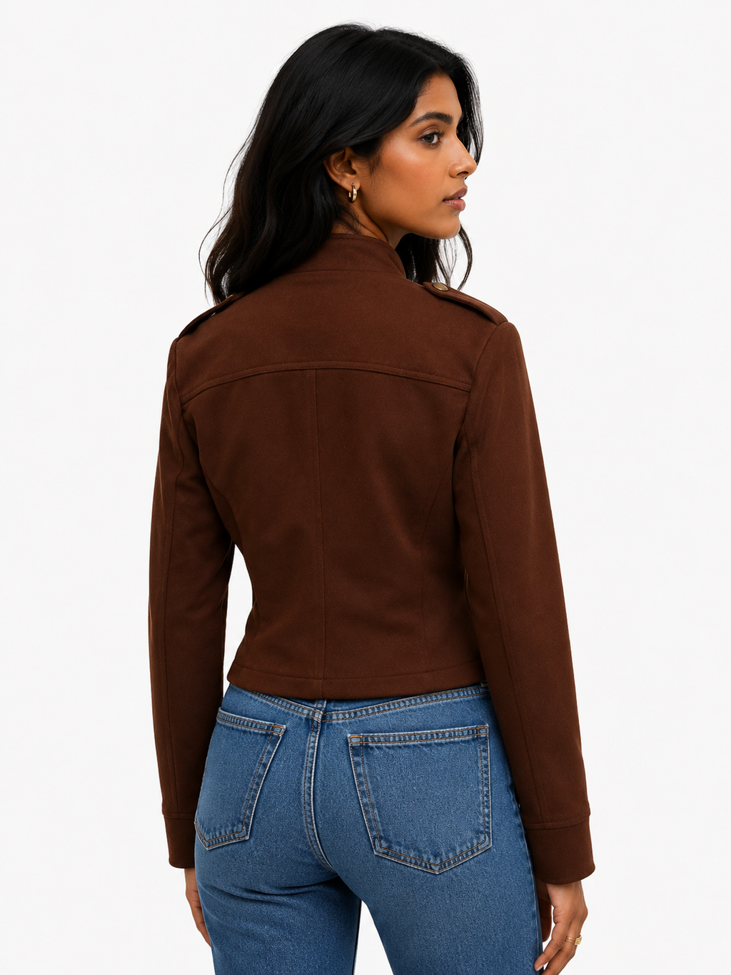 COLETTE FAUX SUEDE MILITARY STYLE JACKET