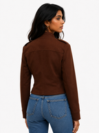 COLETTE FAUX SUEDE MILITARY STYLE JACKET