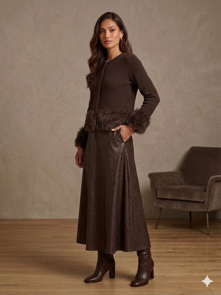 Dover Textured Faux Leather Maxi Skirt