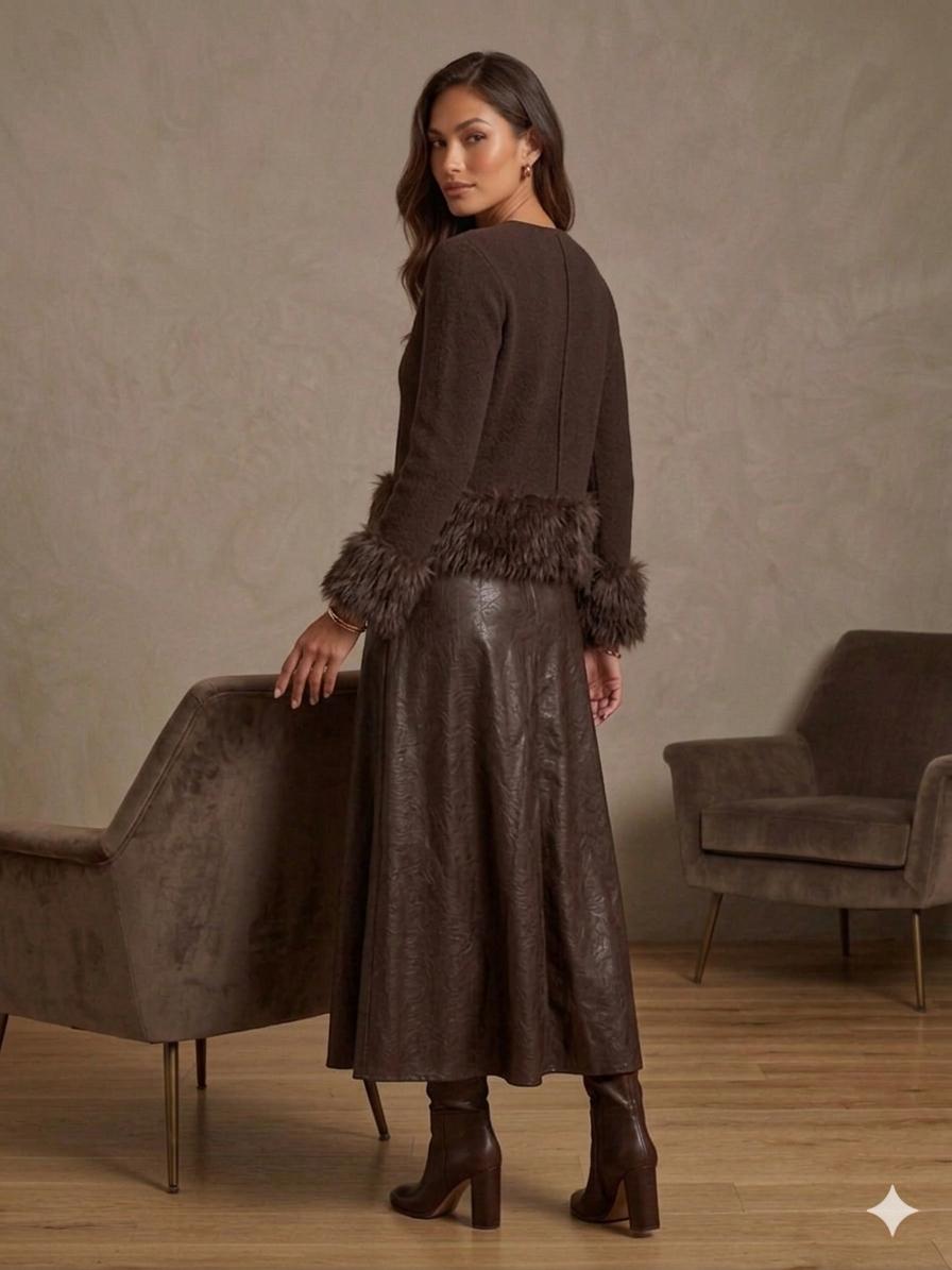 Dover Textured Faux Leather Maxi Skirt