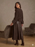 Dover Textured Faux Leather Maxi Skirt