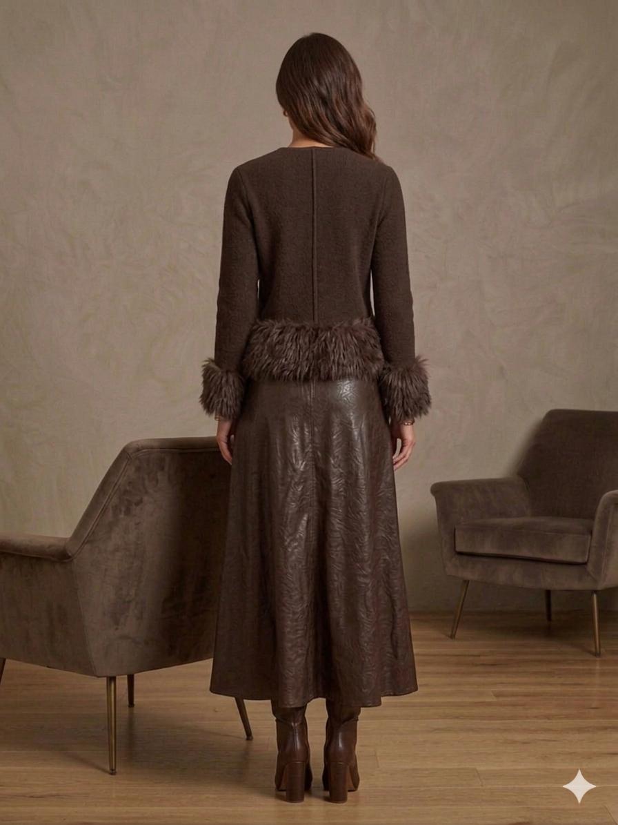 Dover Textured Faux Leather Maxi Skirt