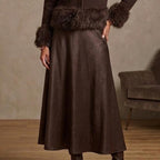 Dover Textured Faux Leather Maxi Skirt