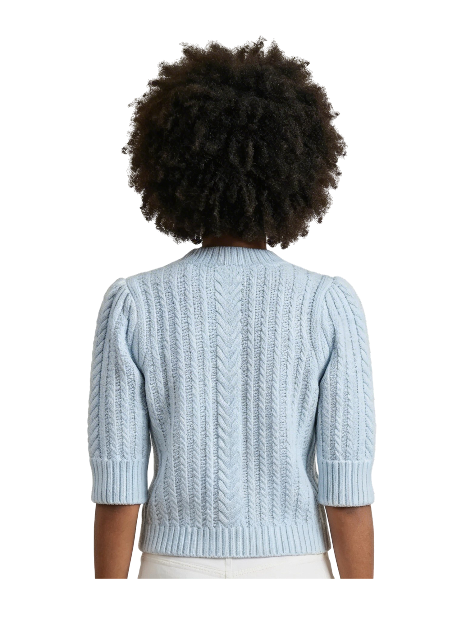 The Nonnie Mixed Stitch Sweater with Pleated Sleeves