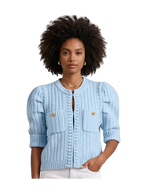 The Nonnie Mixed Stitch Sweater with Pleated Sleeves