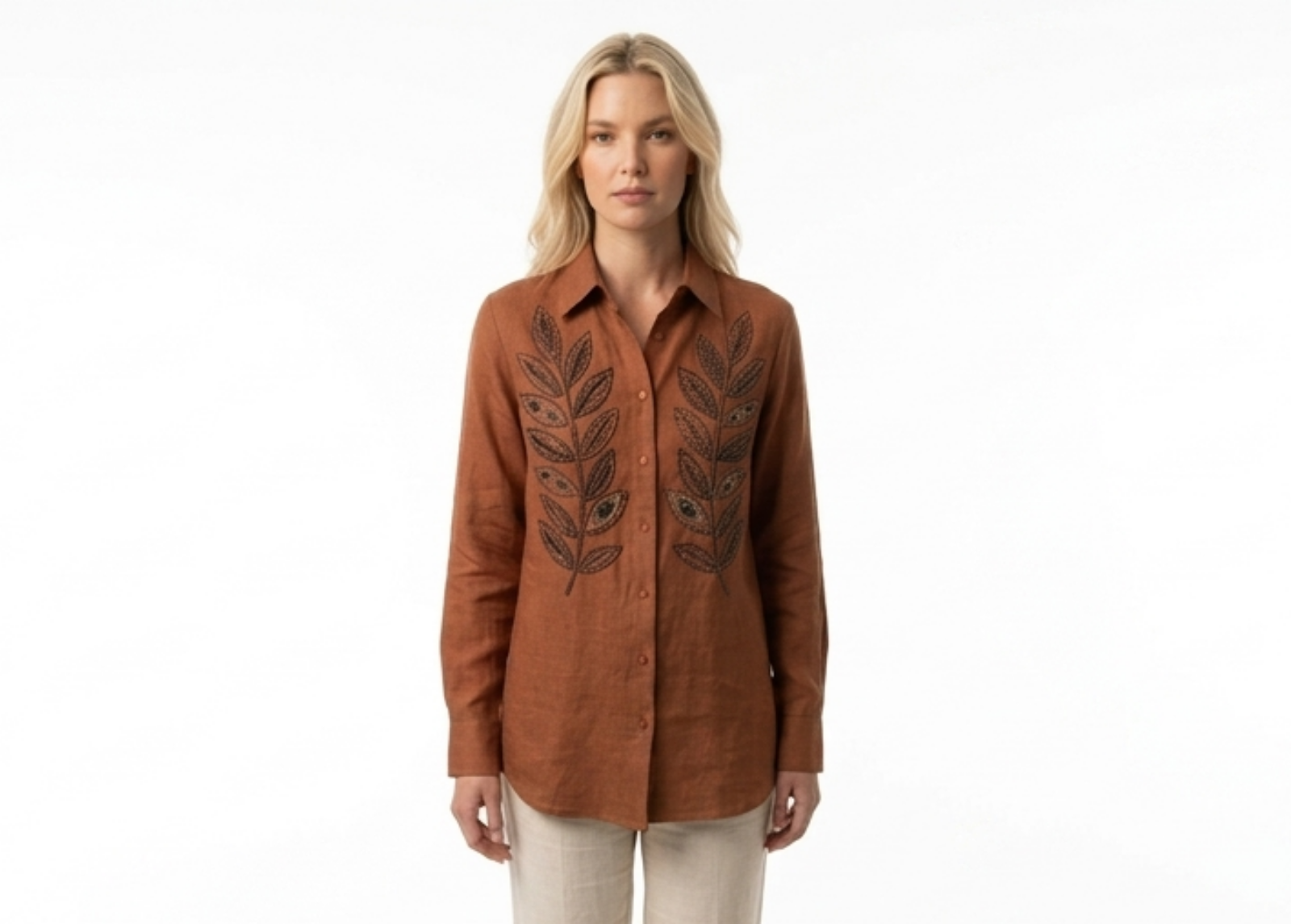 Goldie Rust Embellished Long Sleeve Woven
