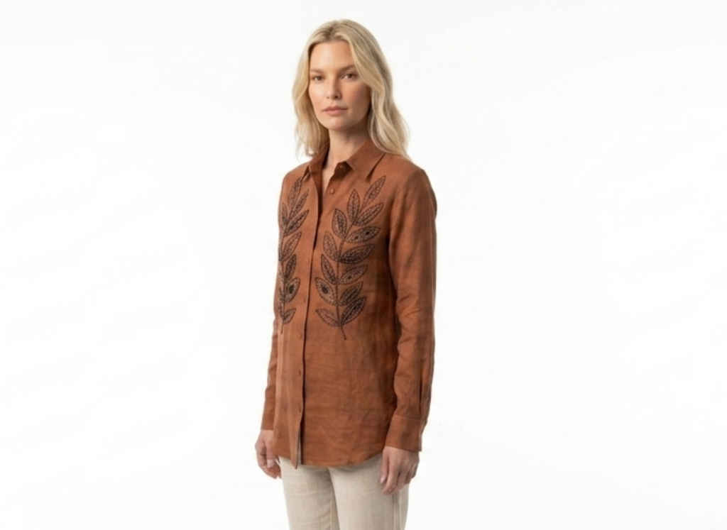 Goldie Rust Embellished Long Sleeve Woven