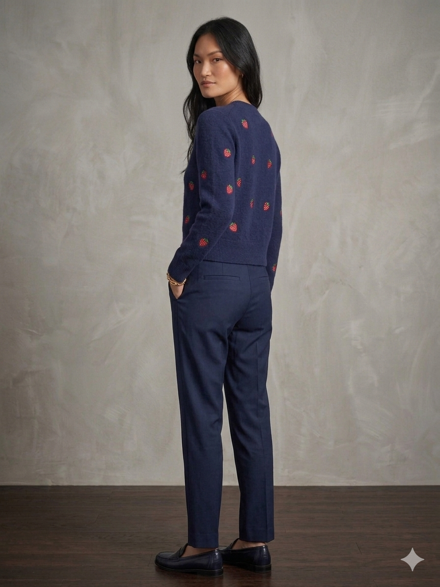 Kelsey cardigan with embroidered strawberries
