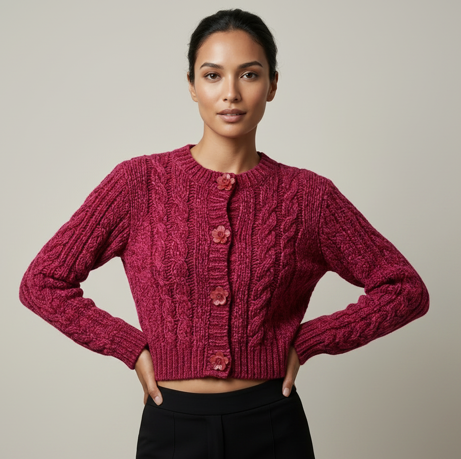 ***Style# Alia 01491 Red/Burgundy top flower buttons