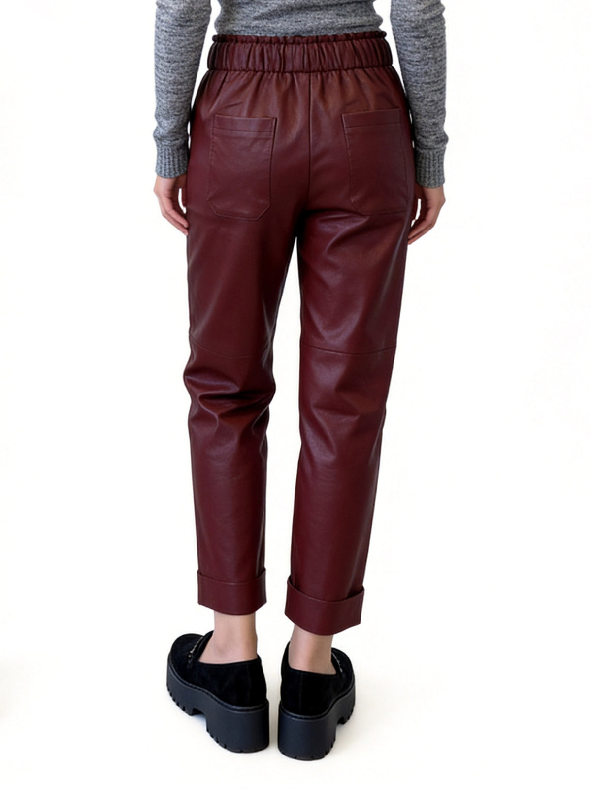 INGRID TEXTURED FAUX LEATHER PANT WITH DRAWSTRING