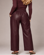 ANDREA textured faux leather pant with drawstring waist