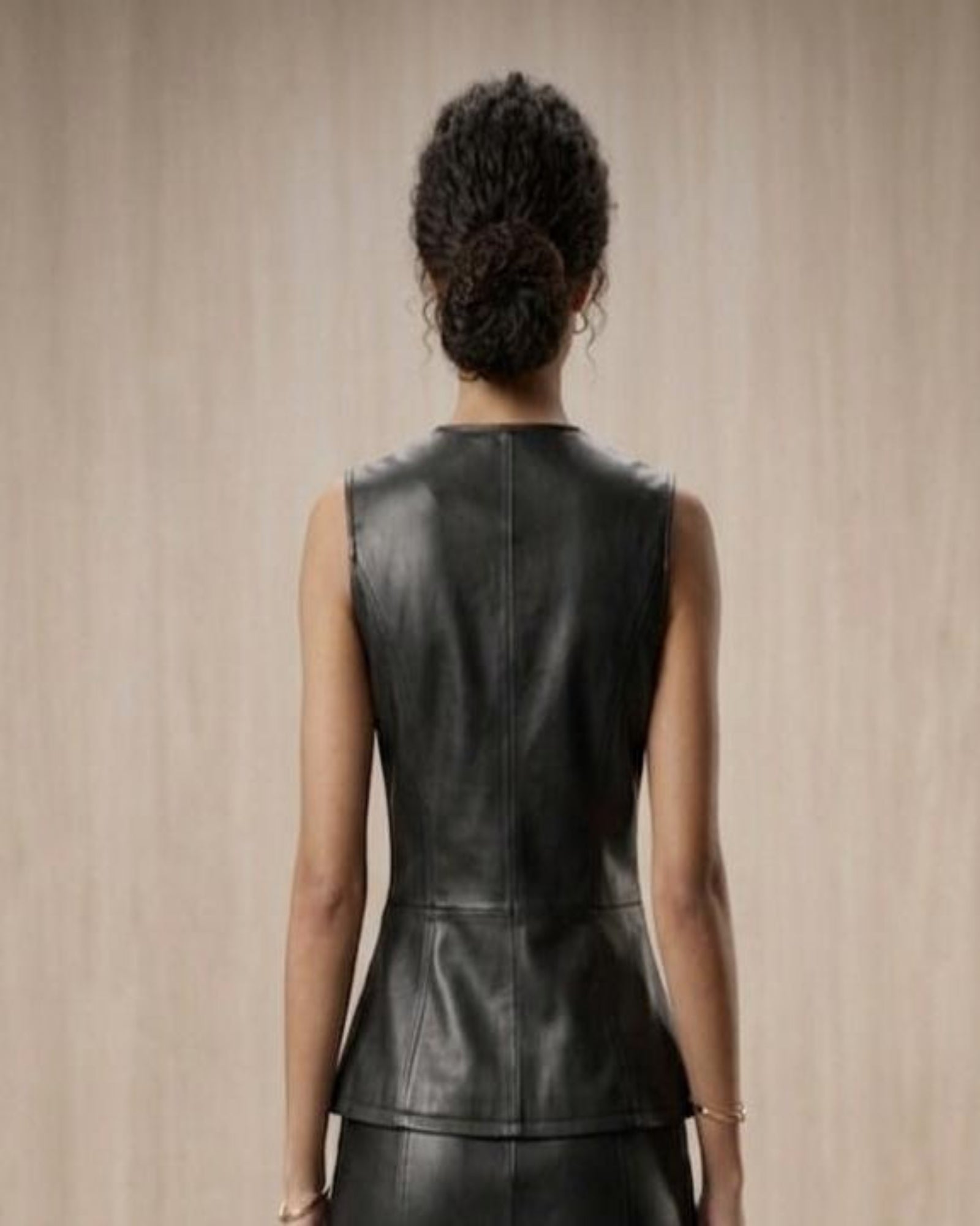Dakota Faux Leather vest with Gold-Tone Buttons