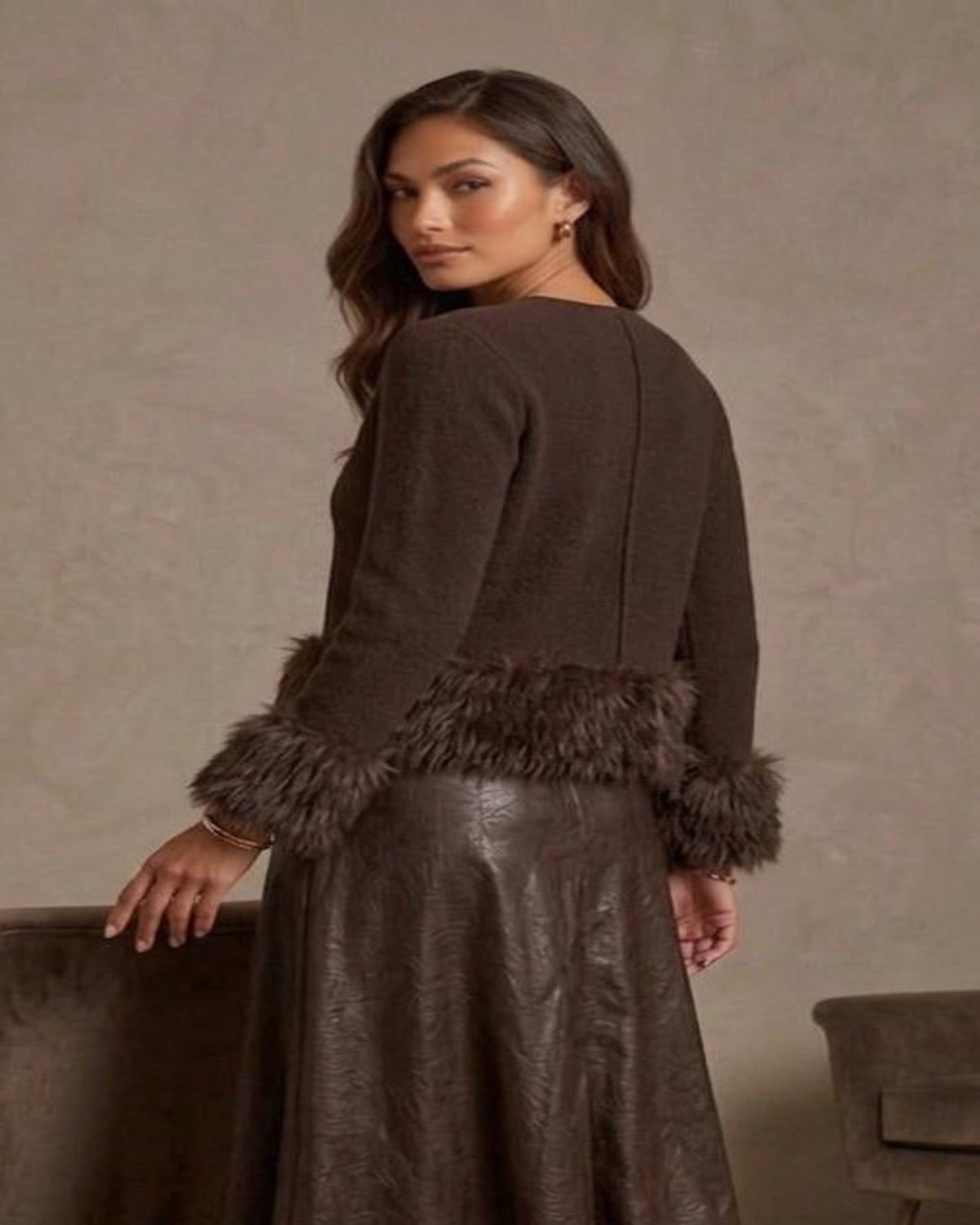 Clementine Textured Faux Leather Maxi Skirt