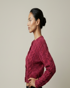 Lena Chenille Cable Cardigan Sweater with Resin Flower Snaps