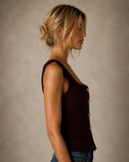 MARCELLA FAUX SUEDE VEST IN DEEP WINE