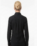 Delores Black Woven Shirting with Large Rosettes